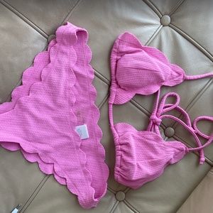 Marysia Swim Pink Scalloped Antibes Bikini (top and bottom)